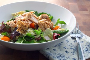 Mediterranean Salmon Salad with Feta, Artichoke Hearts and Orzo | doughseedough.net