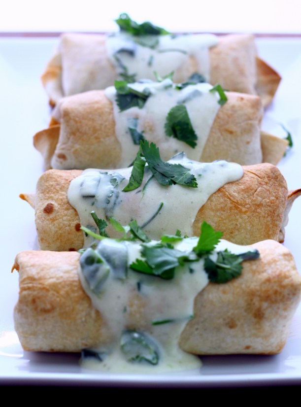 baked beef & bean burritos with creamy poblano sauce | doughseedough.net