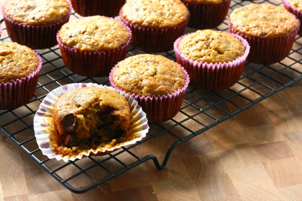 Lightened Up Banana Espresso Chocolate Chip Muffins | doughseedough.net