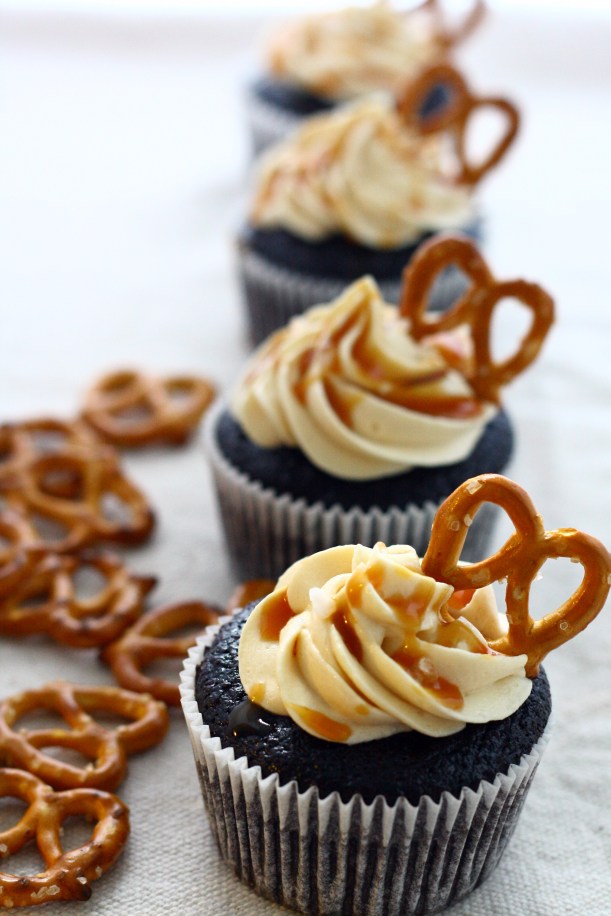 Chocolate Stout Cupcakes with Salted Caramel Frosting  | doughseedough.net