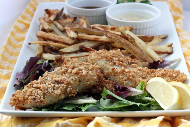 baked fish and chips {dairy free} | doughseedough.net
