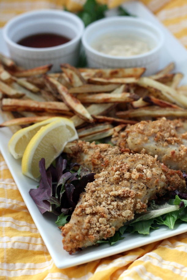 baked fish and chips {dairy free} | doughseedough.net