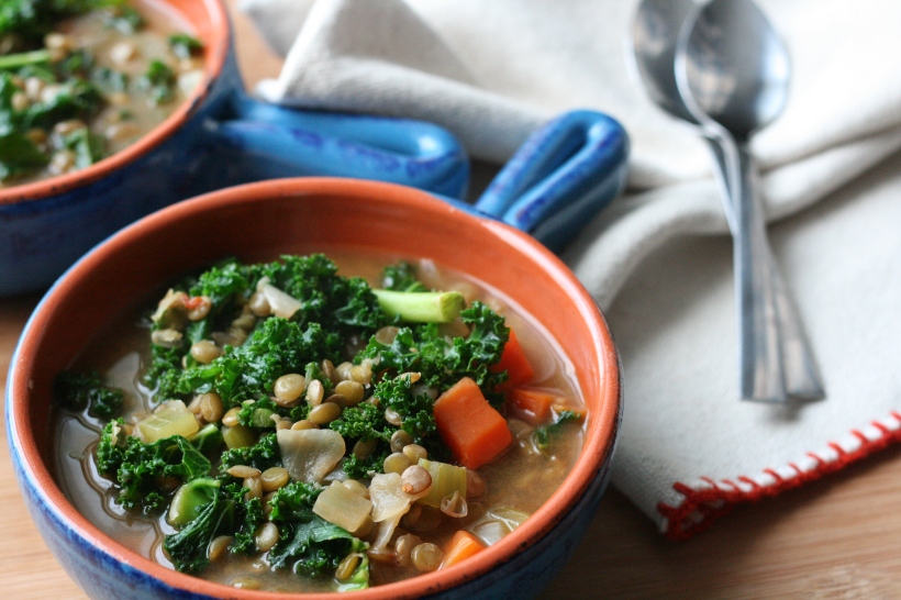 Vegan Lentil & Kale Soup | doughseedough.net