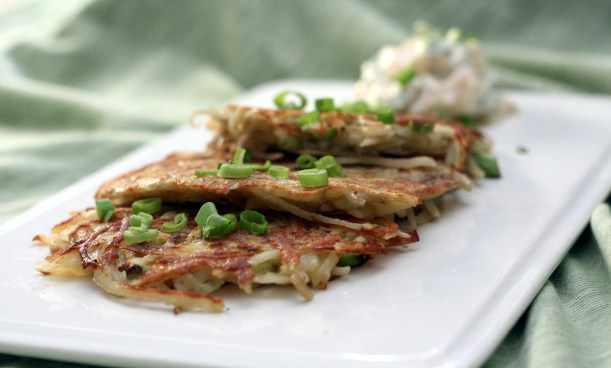 Potato Pancakes with Ginger-Apple Scallion Cream | doughseedough.net