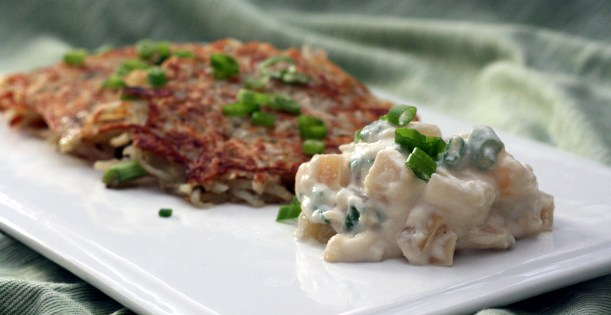 Potato Pancakes with Ginger-Apple Scallion Dairy-Free Sour Cream | doughseedough.net