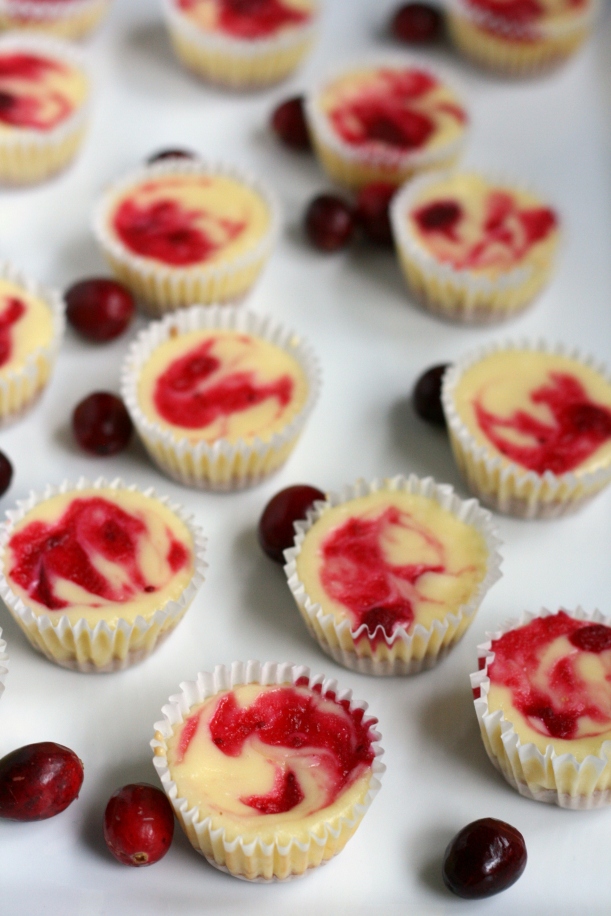 Mini Cranberry Swirl Cheesecakes | doughseedough.net